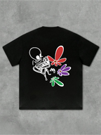 TULIPS AND SKELI BLACK OVERSIZED TSHIRT